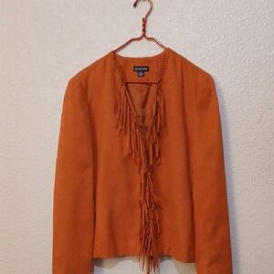 Make Offer! August Max Women's Fringe Jacket - Orange Size 3